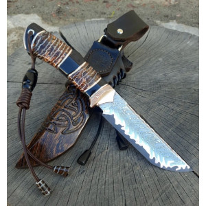 ВАРЯГ ніж ручної роботи майстра Павла Гончаренка, сталь - CPM 121 REX в обкладках з нержавіючого дамаску. Photo 3